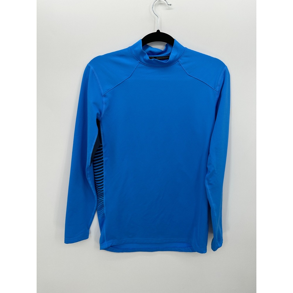 Under‎ Armour ColdGear Reactor Mens Small Blue Mock Neck Fitted Long Sleeve Top